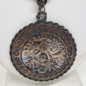 Vintage Bronze Necklace Mayan Monkey‎ Inca